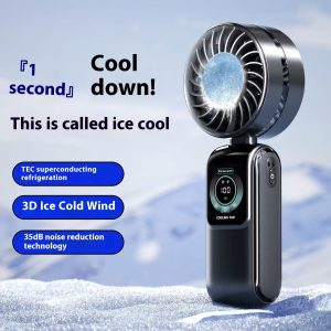 Creative Digital Display Refrigeration Ice Compress Turbine High-speed Handheld Fan