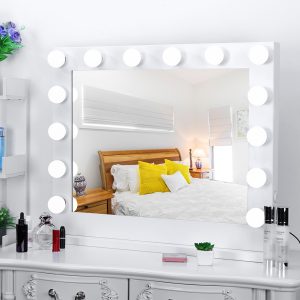 Makeup Mirror With Lamp White -14 Lamp 80x67cm